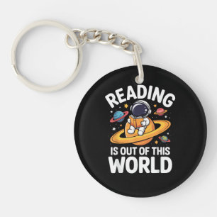 Reading is Out of This World Space Funny Books Lov Keychain
