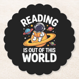 Reading is Out of This World Space Funny Books Lov Paper Coaster