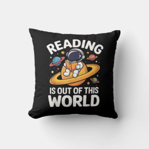 Reading is Out of This World Space Funny Books Lov Throw Pillow