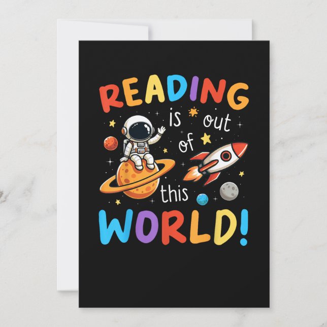 Reading Is Out Of This World Space Invitation (Front)