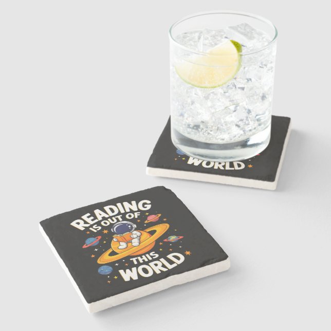 Reading Is Out Of This World Stone Coaster (Side)
