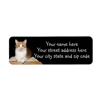 Reading Kitty Cat Label by deemac1 at Zazzle
