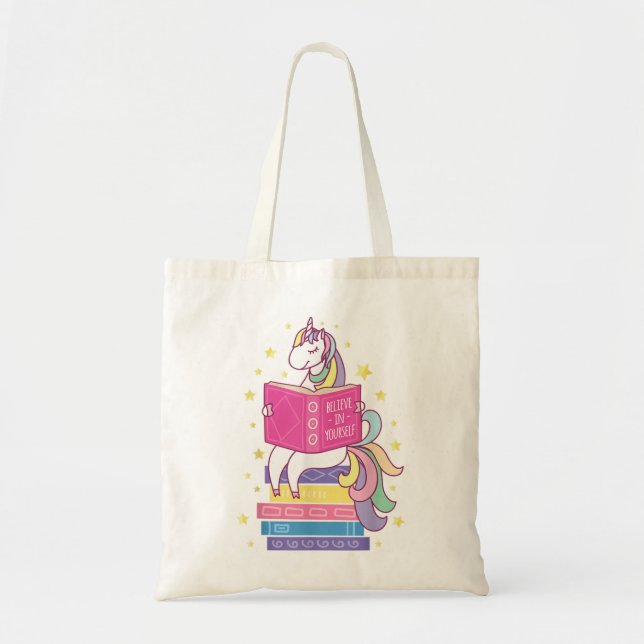 Reading Library Unicorn Read Books Lover Reader 13 Tote Bag (Front)