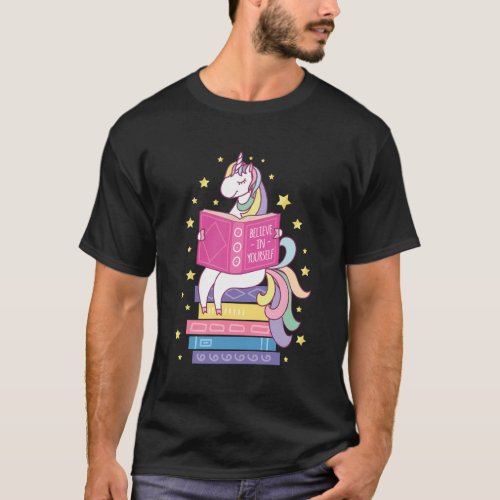 Reading Library Unicorn Read Books Reader T_Shirt