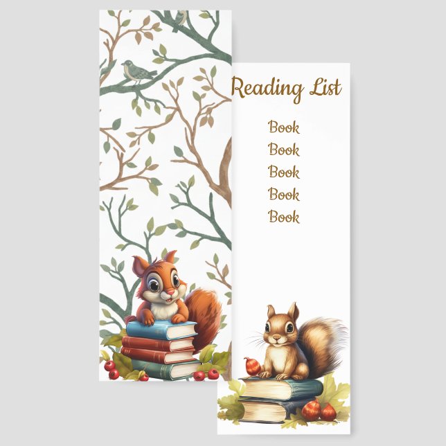 Reading list cute squirrel  bookmarks (Front & Back)