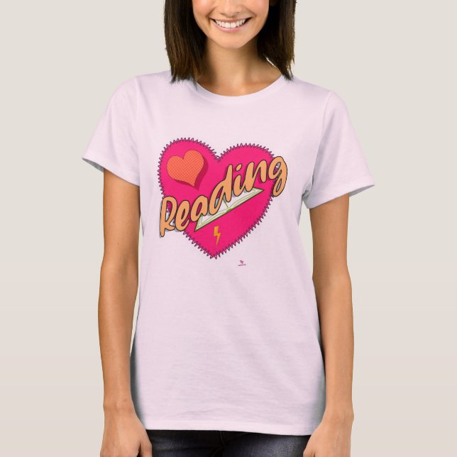 Reading Love Book Heart Motto T-Shirt (Front)