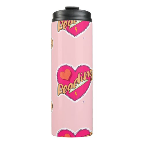 Reading Love Book Heart Motto Thermal Tumbler
