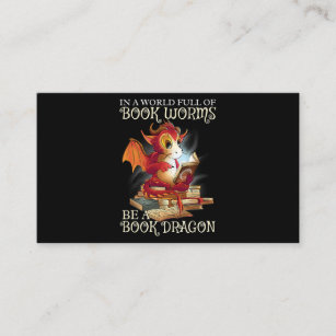 Reading Lover Library Book Lover Dragon Bookworm Business Card