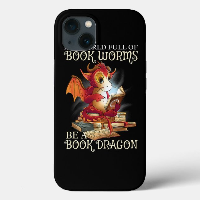Reading Lover Library Book Lover Dragon Bookworm Case-Mate iPhone Case (Back)