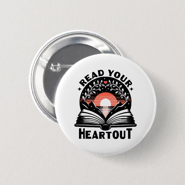 Reading Lover Read Your Heart Out Book Nerd Button (Front & Back)