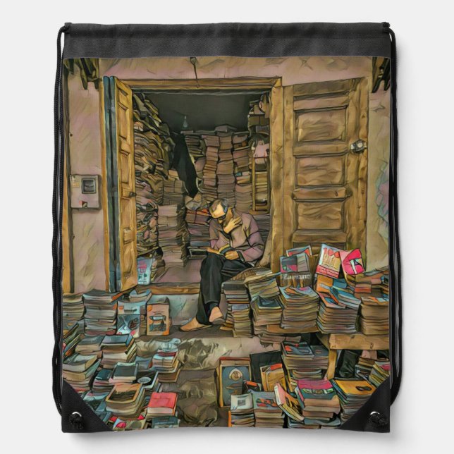 Reading Lovers Gift For Librarian Drawstring Bag (Front)