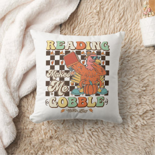 Reading Makes Me Gobble With Joy Thanksgiving Cool Throw Pillow