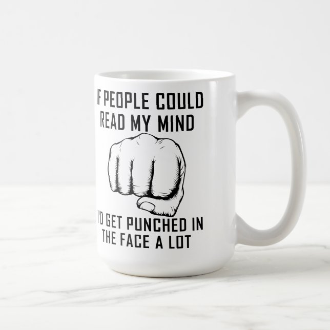 Reading Minds Punching Funny Mug (Right)