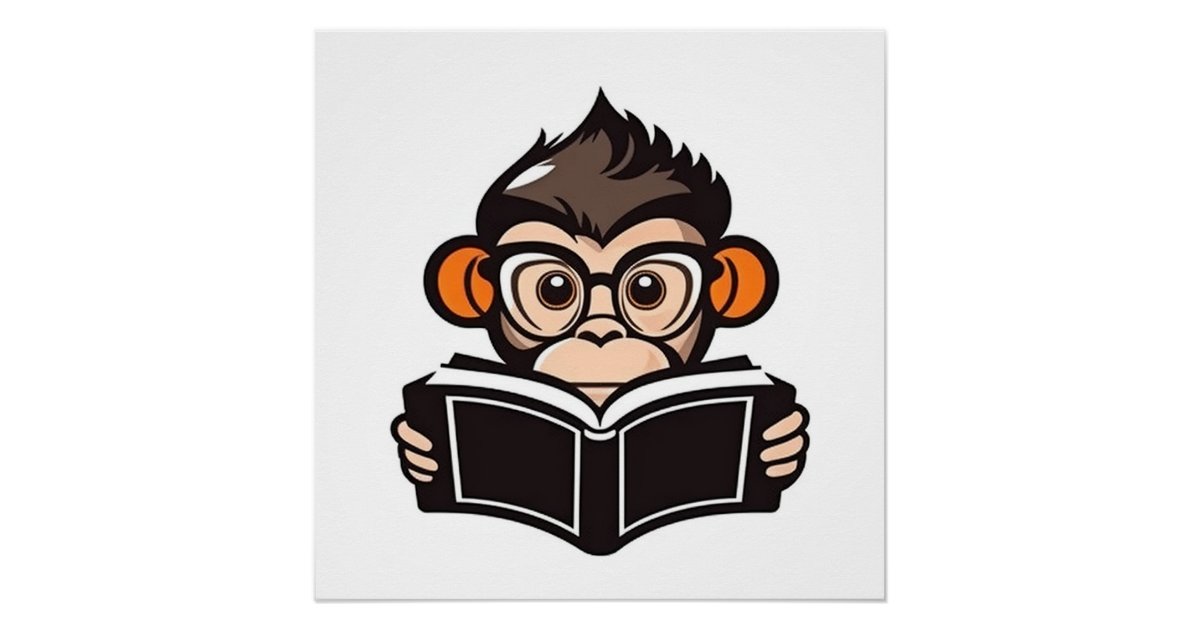 Reading Monkey Poster | Zazzle
