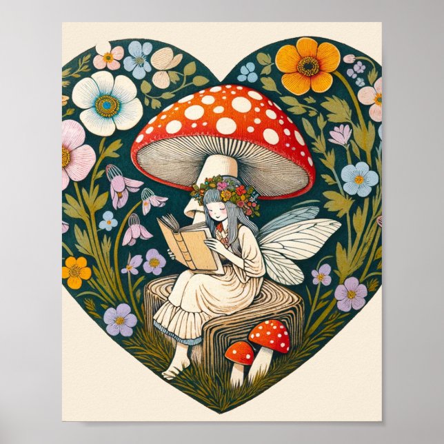 Reading Mushroom Fairy                             Poster (Front)
