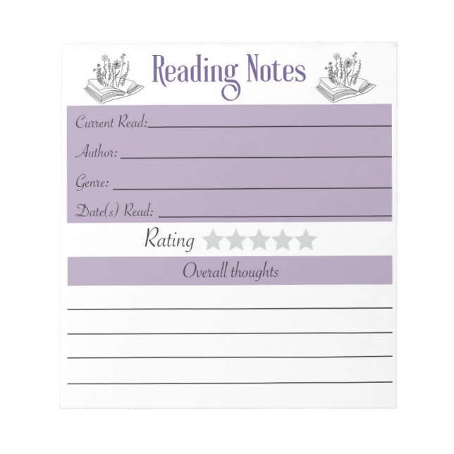 Reading Notes Notepad (Front)