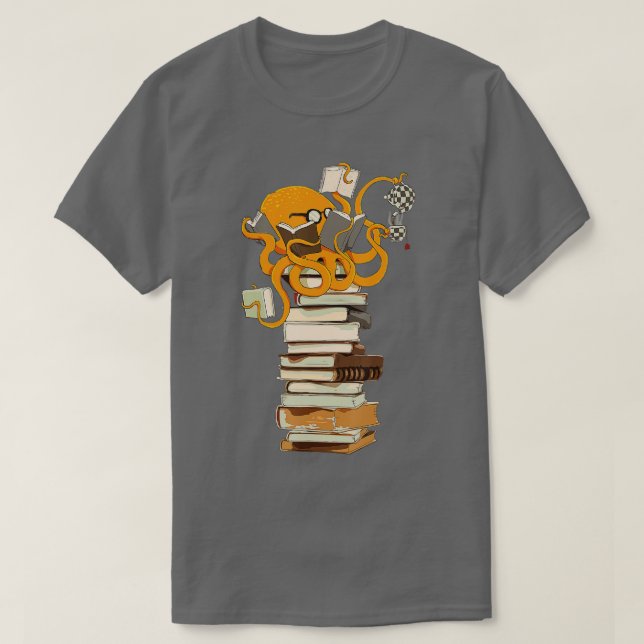 Reading Octopus, tea, coffee and books gift  T-Shirt (Design Front)