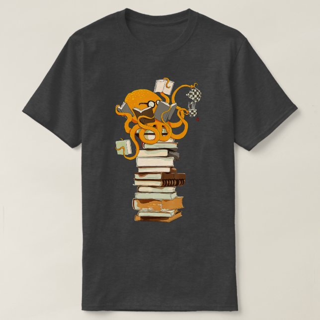 Reading Octopus tea coffee and books gift  T-Shirt (Design Front)