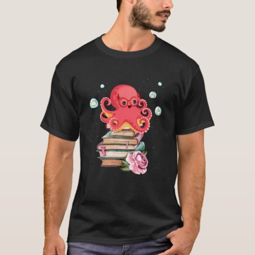 Reading Octopus Tea Coffee And Books Lover T_Shirt