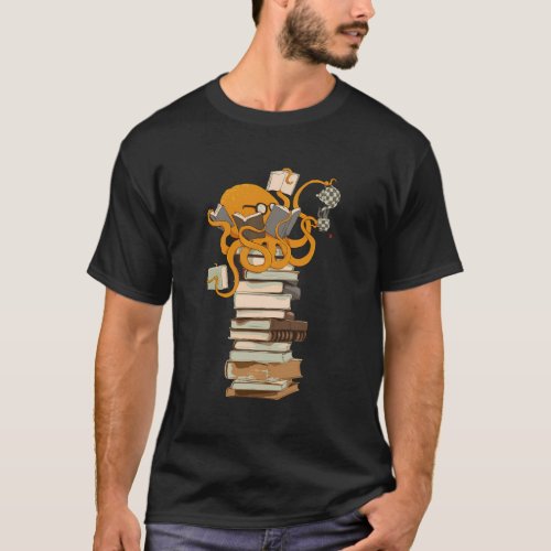 Reading Octopus Tea Coffee And Books T_Shirt