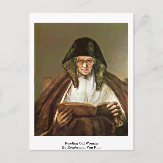 Reading Old Woman By Rembrandt Van Rijn Postcard (Front)