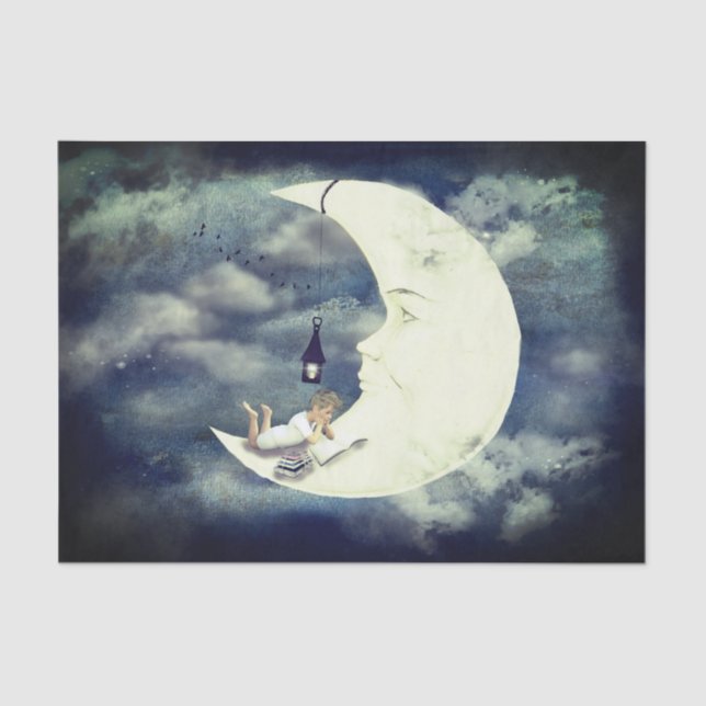 Reading on the Moon Tissue Paper (Front)