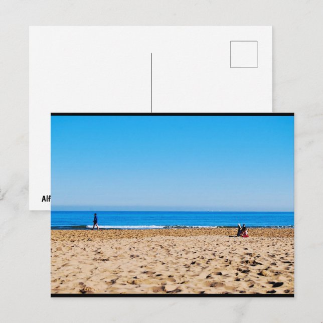 Reading on the Sandy Beach Postcard (Front/Back)