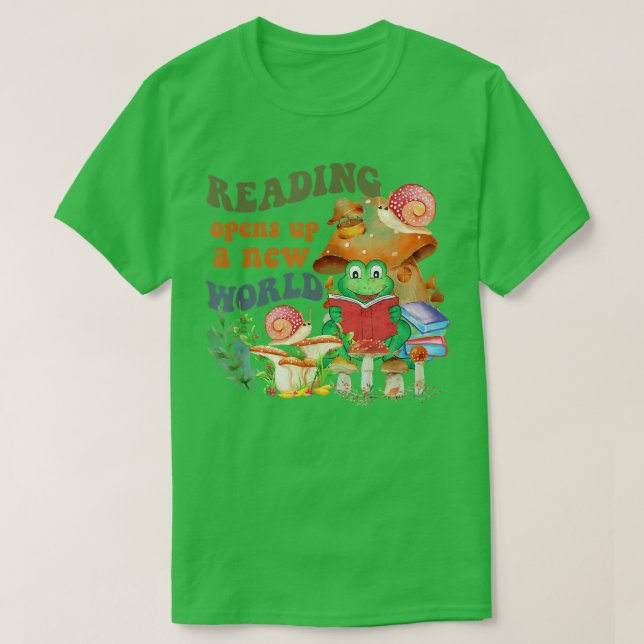 Reading Opens Up A New World Book Lover Librarian  T-Shirt (Design Front)