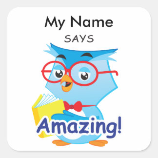 Reading Owl - Amazing! Square Sticker