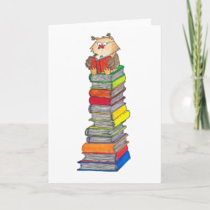 READING OWL greeting card by Nicole Janes