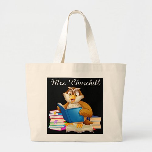 Reading Owl Teacher _ SRF Large Tote Bag