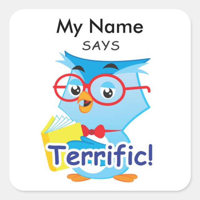 Reading Owl - Terrific! Square Sticker (Front)