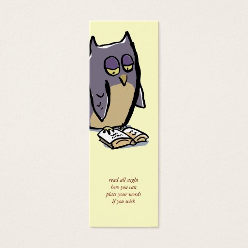 Customizable reading owls customizable bookmark business cards