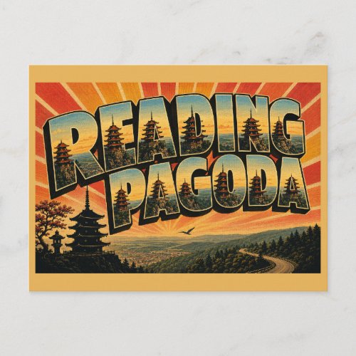 Reading Pagoda PA Mountain Overlook Forest Art Postcard