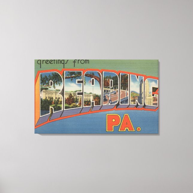 Reading, Pennsylvania - Large Letter Scenes Canvas Print (Front)