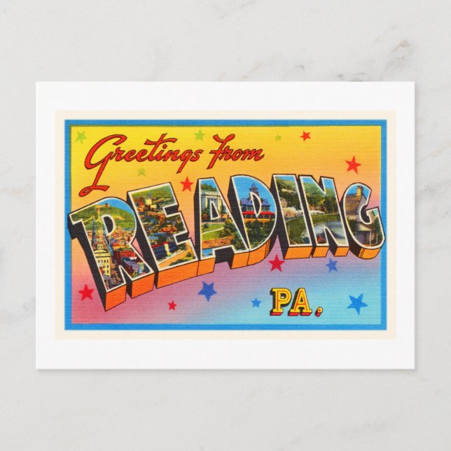 Reading Pennsylvania PA Vintage Travel Souvenir Postcard (Front)