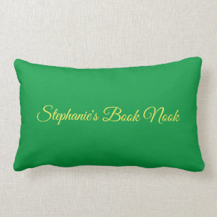 Reading pillow, elegant & pretty, green & yellow lumbar pillow