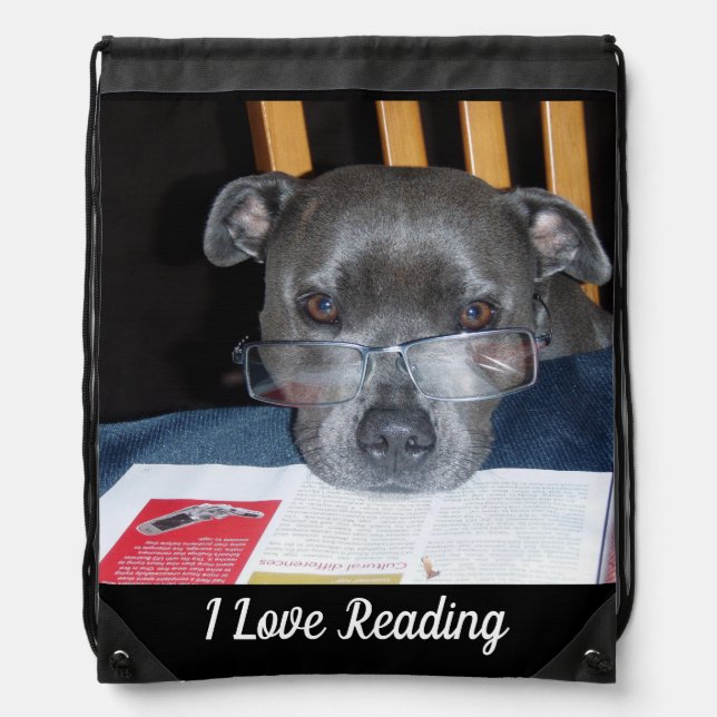 Reading Puppy Drawstring Backpack (Front)