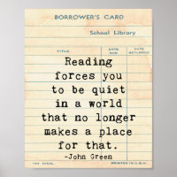 Reading Quiet John Green Quote Wall Art