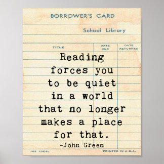Reading Quiet John Green Quote Wall Art