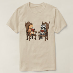 reading raccoon capybara book lover gift T-Shirt