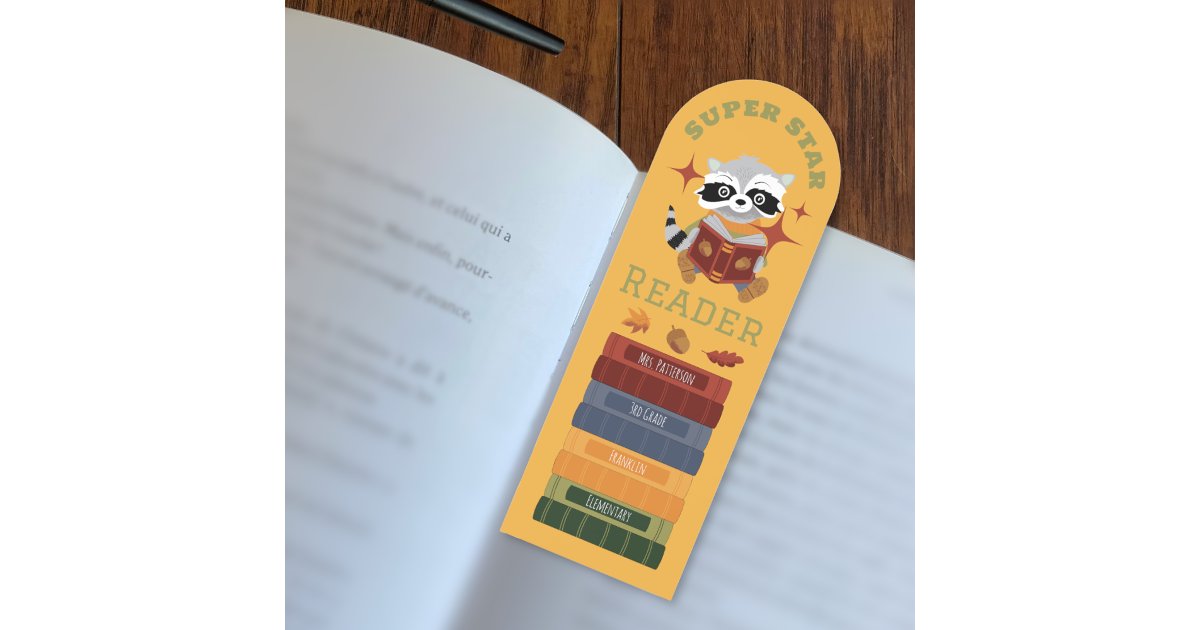 Reading Raccoon Student Super Star Reward Bookmark | Zazzle