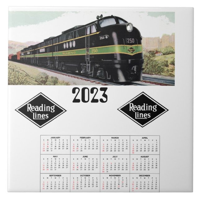 Reading railroad calendar       ceramic tile (Front)