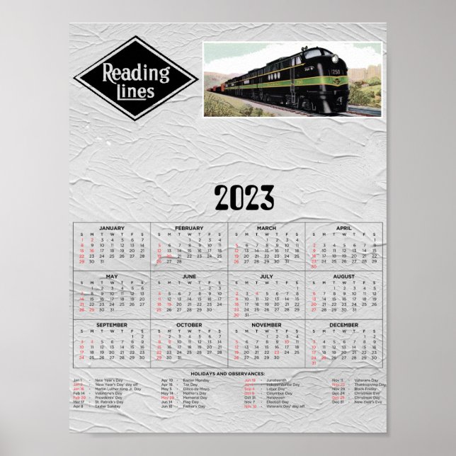 Reading railroad calendar  poster (Front)