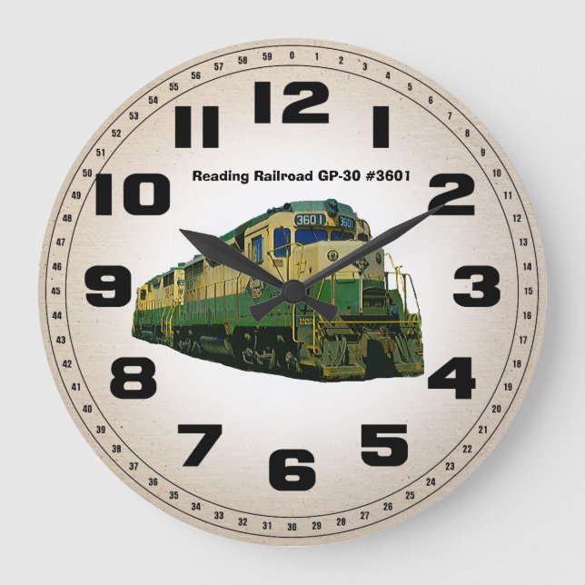 Reading Railroad GP-30 #3601 Wall Clock (Front)
