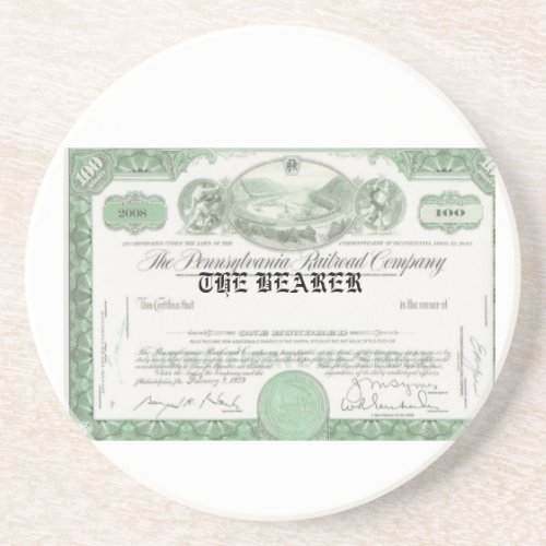 Reading Railroad Stock Certificate Mouse Pad Coaster