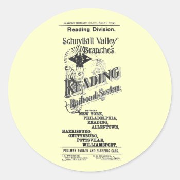 Reading Railroad System Timetable Cover 1894 Classic Round Sticker by stanrail at Zazzle