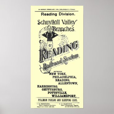 Reading Railroad System Timetable Cover 1894 Poster