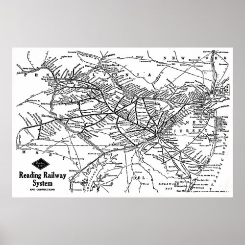 Reading Railway System Map Poster
