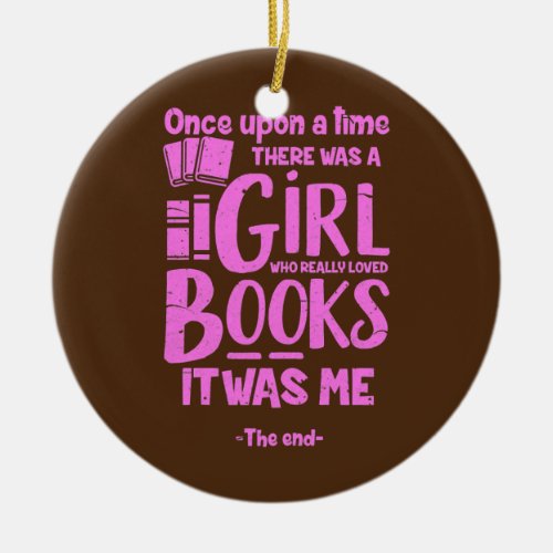 Reading Reader Books Girl Book Lovers Distressed  Ceramic Ornament